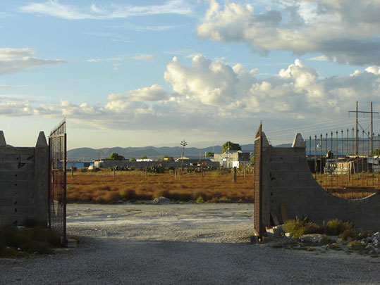 Front Gate of the Casa Franciscana looking outward.